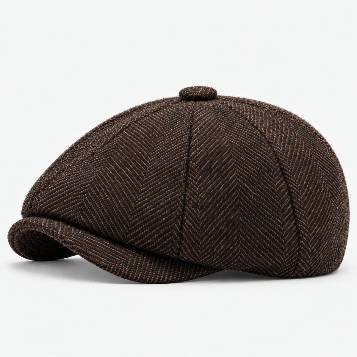 Cecil men's driving cap in Dark Brown – square side view