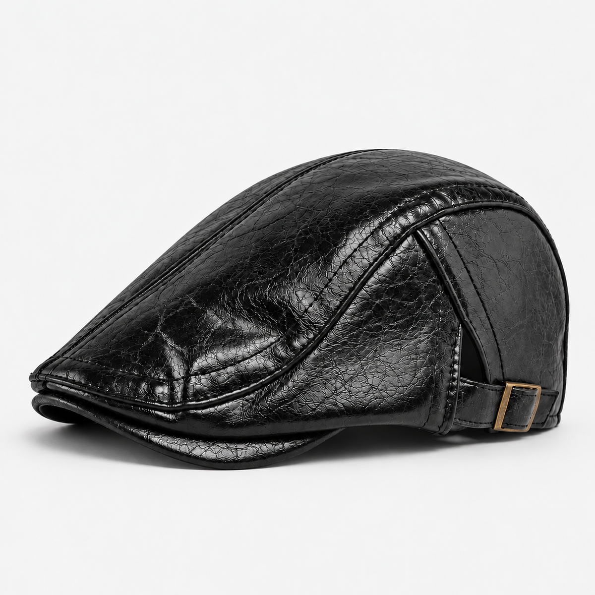 Clifton men's driving cap in Black – square side view