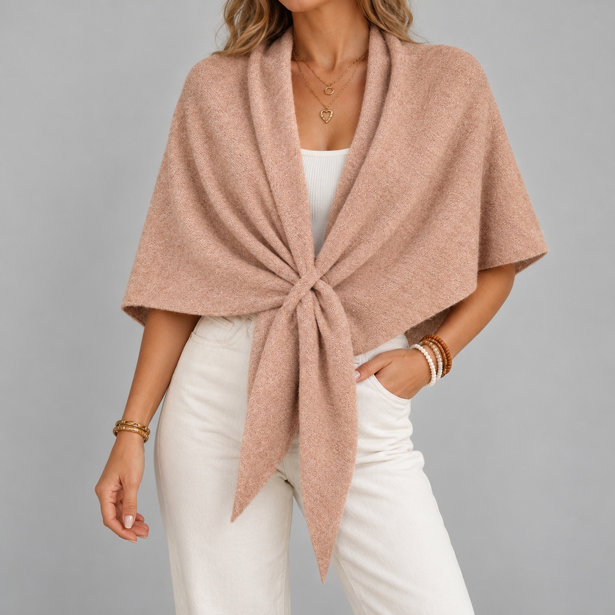 Eudora Comfort Shoulder Shawl, Folded Lapels — Camel | Hudson & Wells