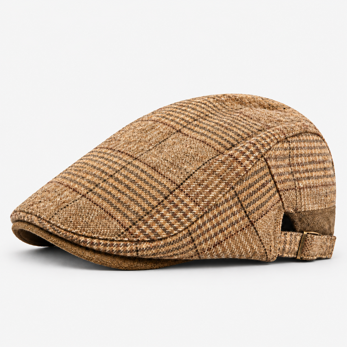 Franklin men's driving cap in Tan – square side view