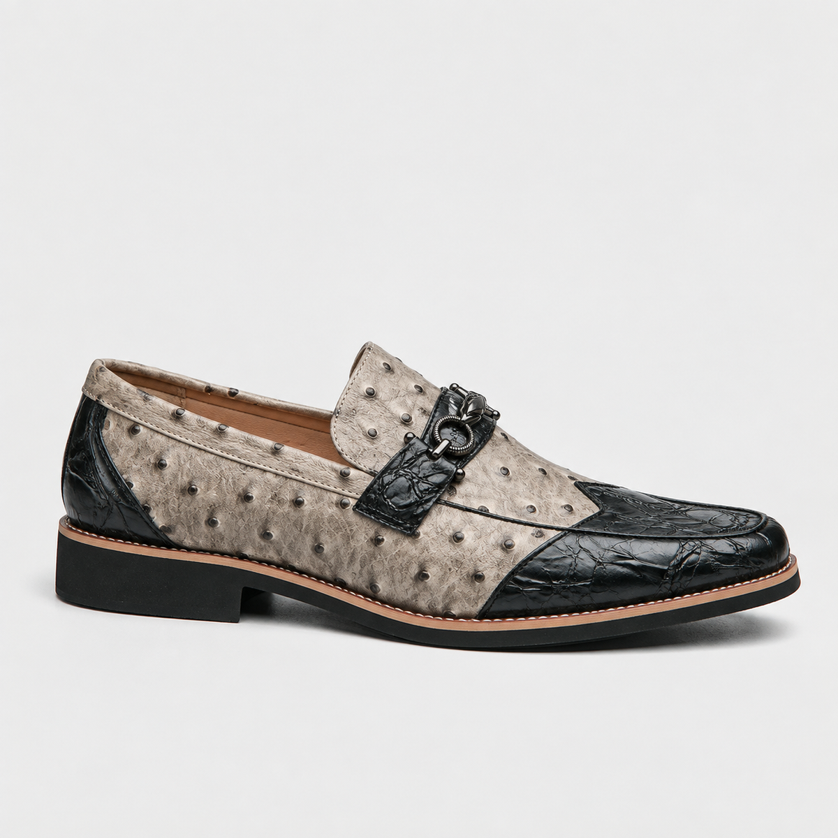 Harlan | Men's Comfort Faux Leather Shoes — Black / Tan | Hudson & Wells