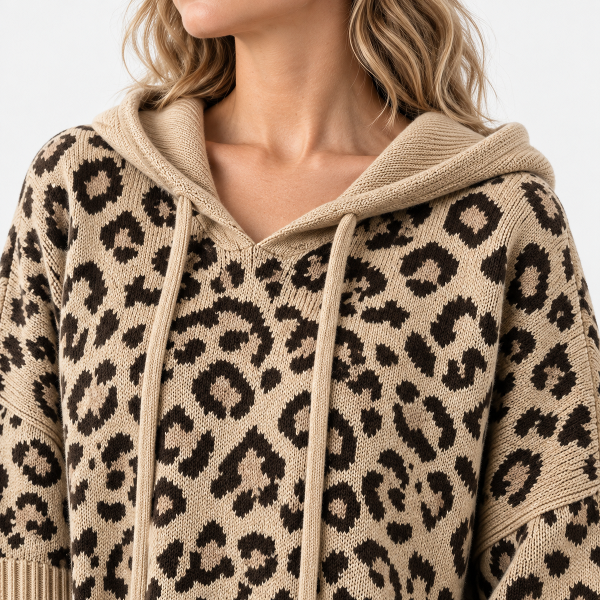 Hilda Relaxed Fit Leopard Hooded Sweater | Hudson & Wells