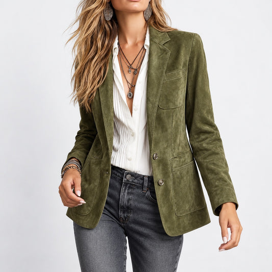 Louella Soft Blazer Jacket — Army Green | Hudson & Wells