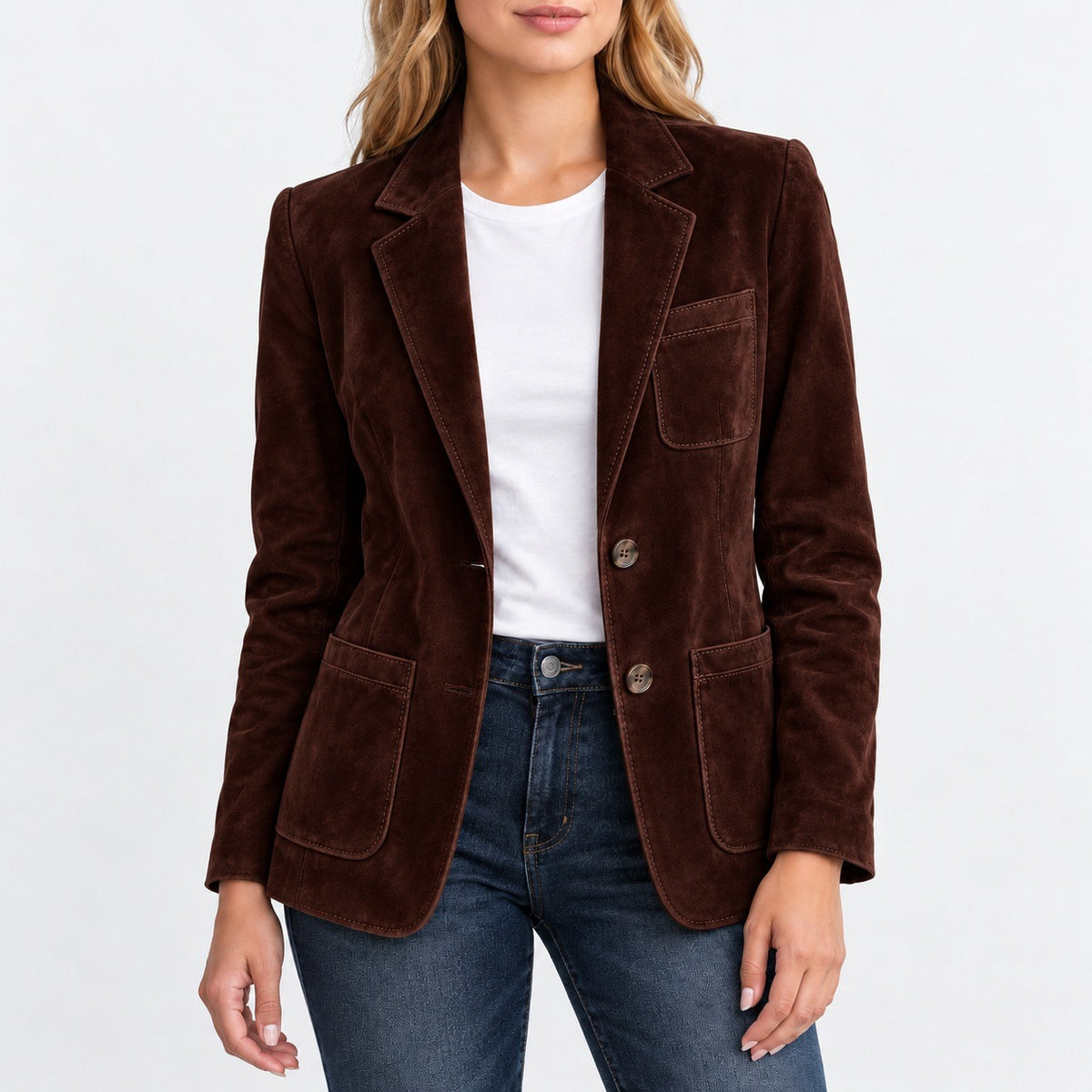 Louella Soft Blazer Jacket — Chocolate Brown | Hudson & Wells