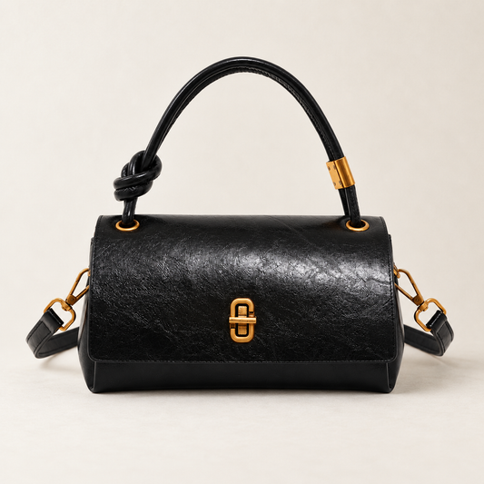 Louisa Comfort Knotted-Handle Bag — Black | Hudson & Wells
