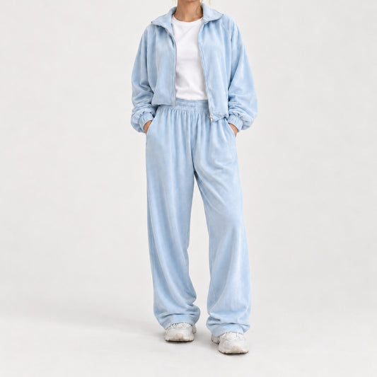Verna Relaxed Fit Hooded Two-Piece Set — Sky Blue | Hudson & Wells