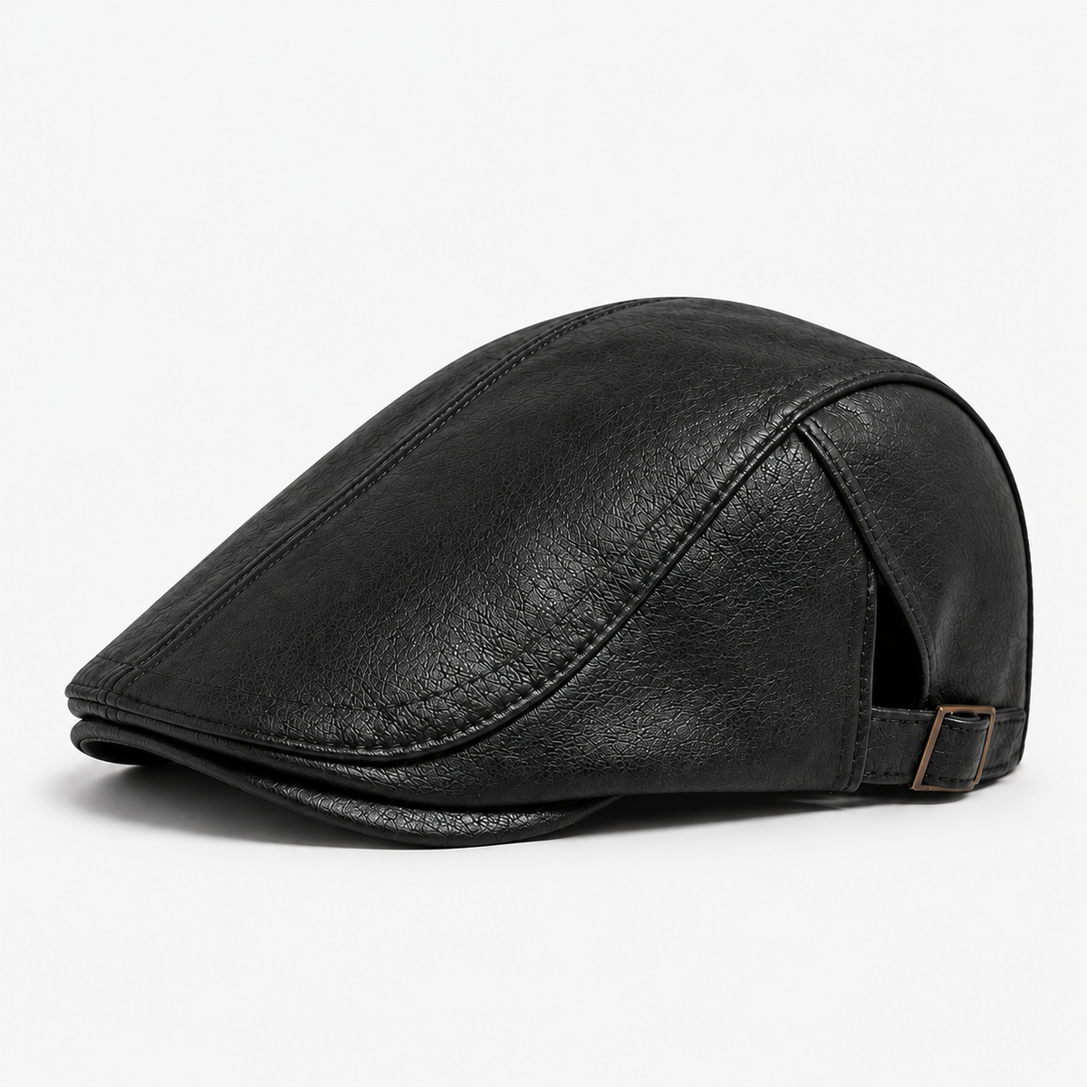 Wallace men's driving cap in Black – square side view