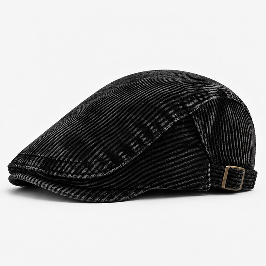 Wilbur men's driving cap in Black – square side view