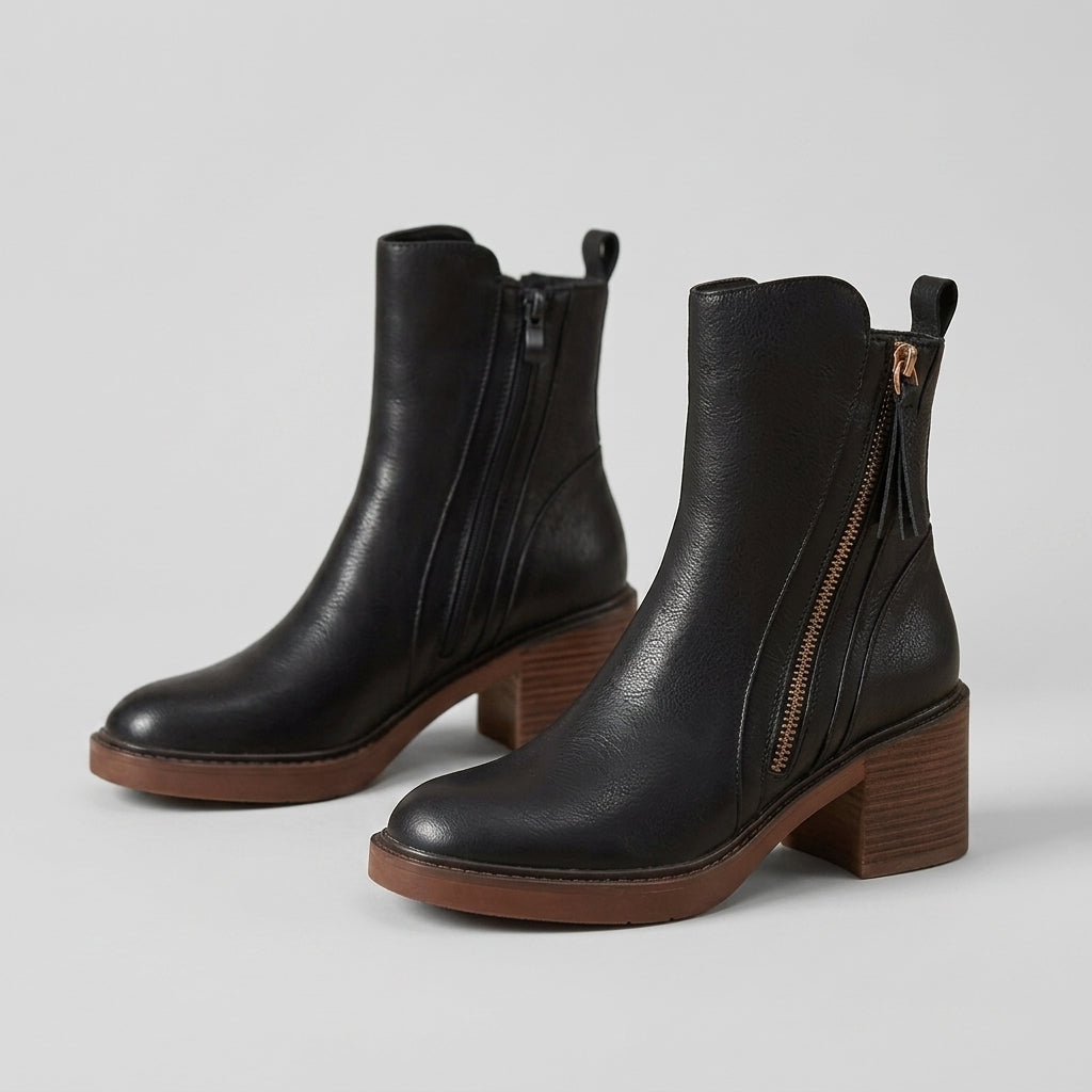 Raven Side-Zip Block Heel | Hudson & Wells