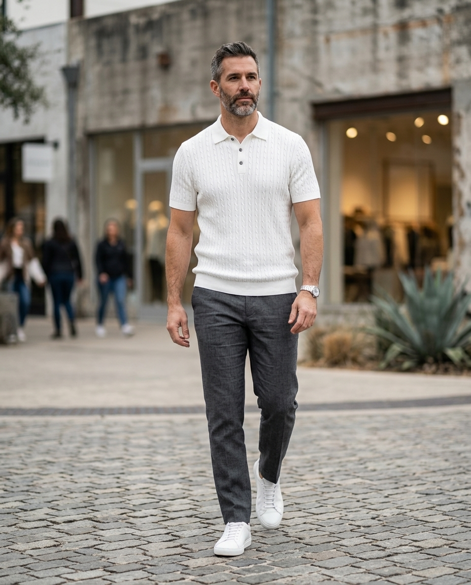 Cable Knit Polo