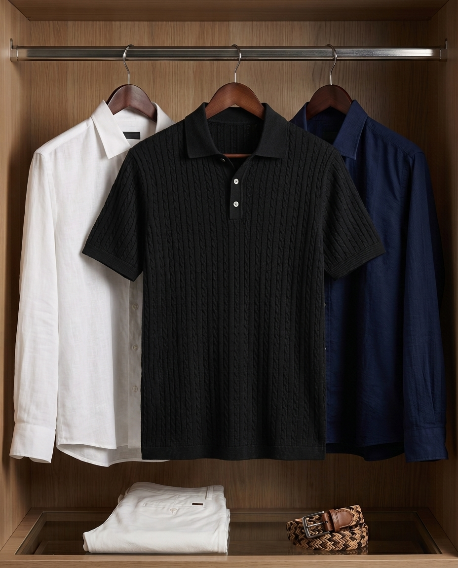 Cable Knit Polo