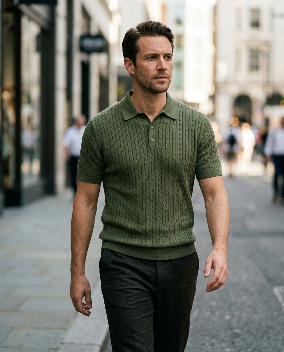 Cable Knit Polo