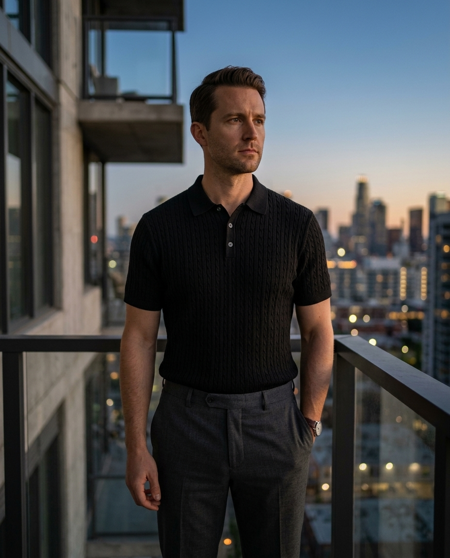 Cable Knit Polo