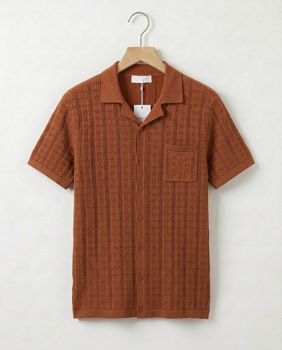 Cuban Collar Knit Polo