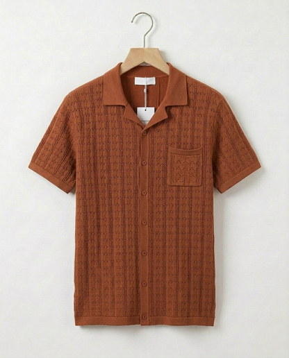 Cuban Collar Knit Polo