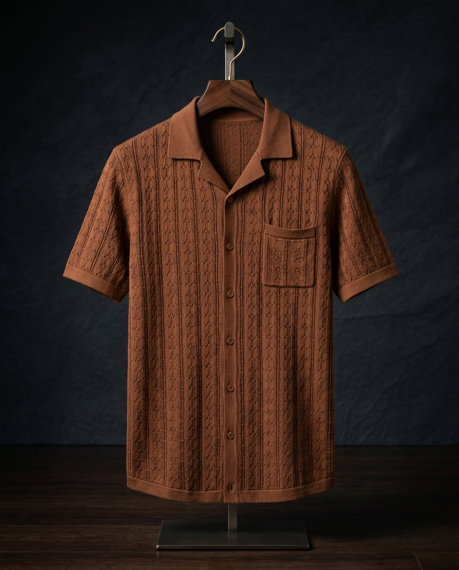 Cuban Collar Knit Polo