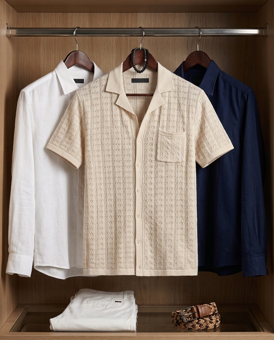 Cuban Collar Knit Polo