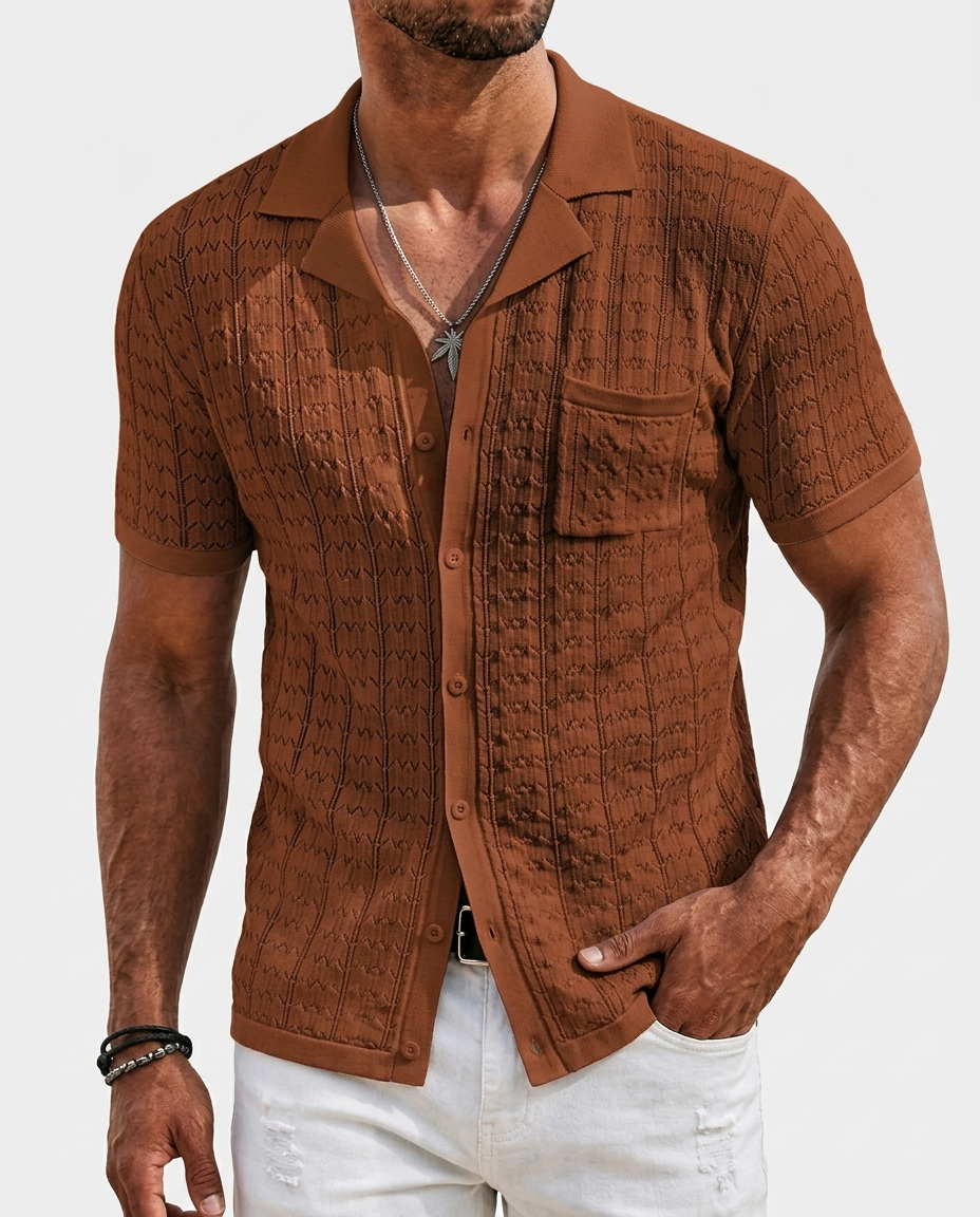 Cuban Collar Knit Polo
