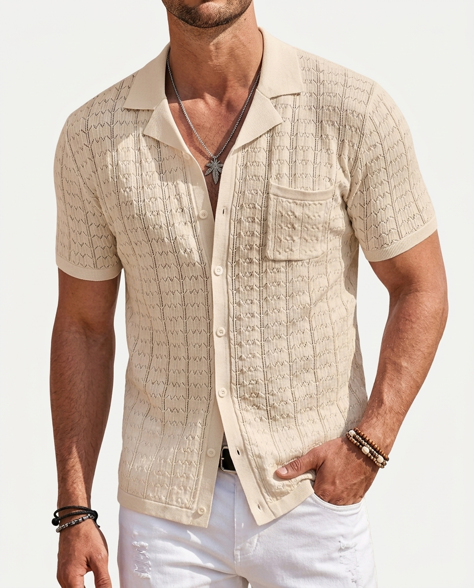 Cuban Collar Knit Polo