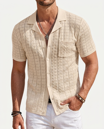 Cuban Collar Knit Polo