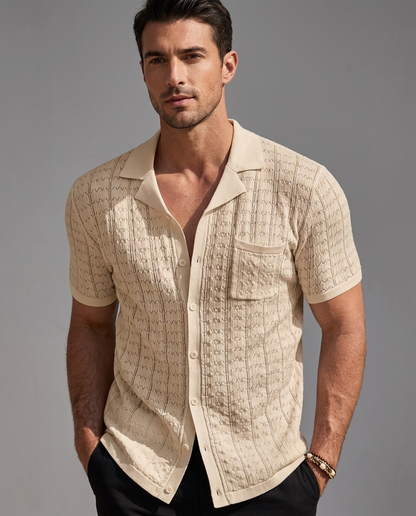 Cuban Collar Knit Polo
