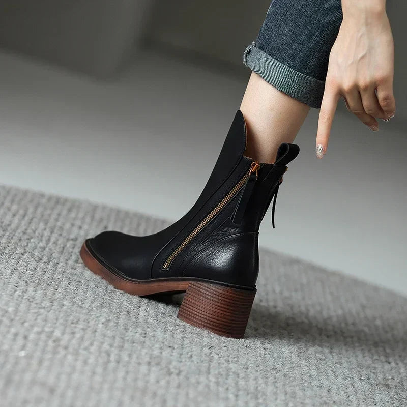 Raven Side-Zip Block Heel | Hudson & Wells