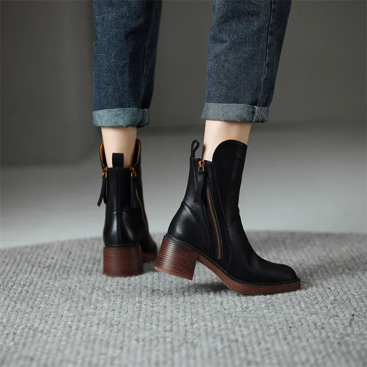 Raven Side-Zip Block Heel | Hudson & Wells