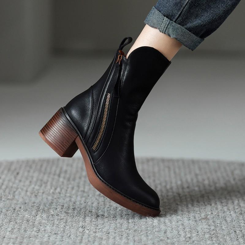 Raven Side-Zip Block Heel — Black | Hudson & Wells