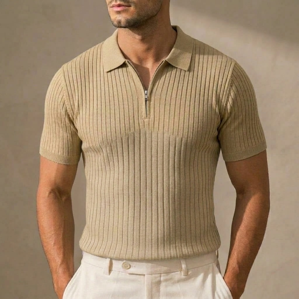 Hudson & Wells Hudson Ribbed Zip Polo product image - clean studio front