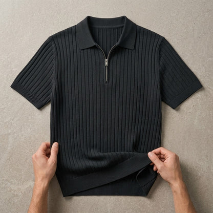 Hudson Ribbed Zip Polo