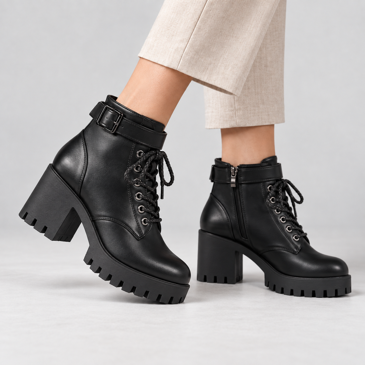 Agnes Women's Lightweight Vegan Leather Combat Boots | Hudson & Wells