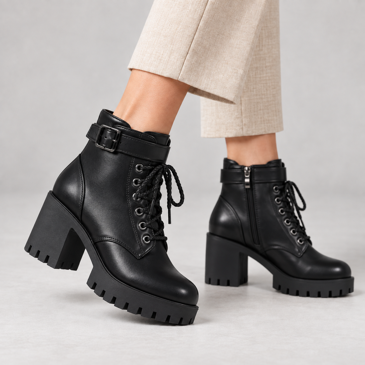 Agnes Women's Lightweight Vegan Leather Combat Boots | Hudson & Wells