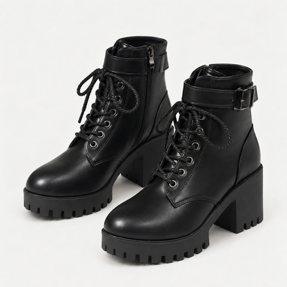 Agnes Women's Lightweight Vegan Leather Combat Boots | Hudson & Wells