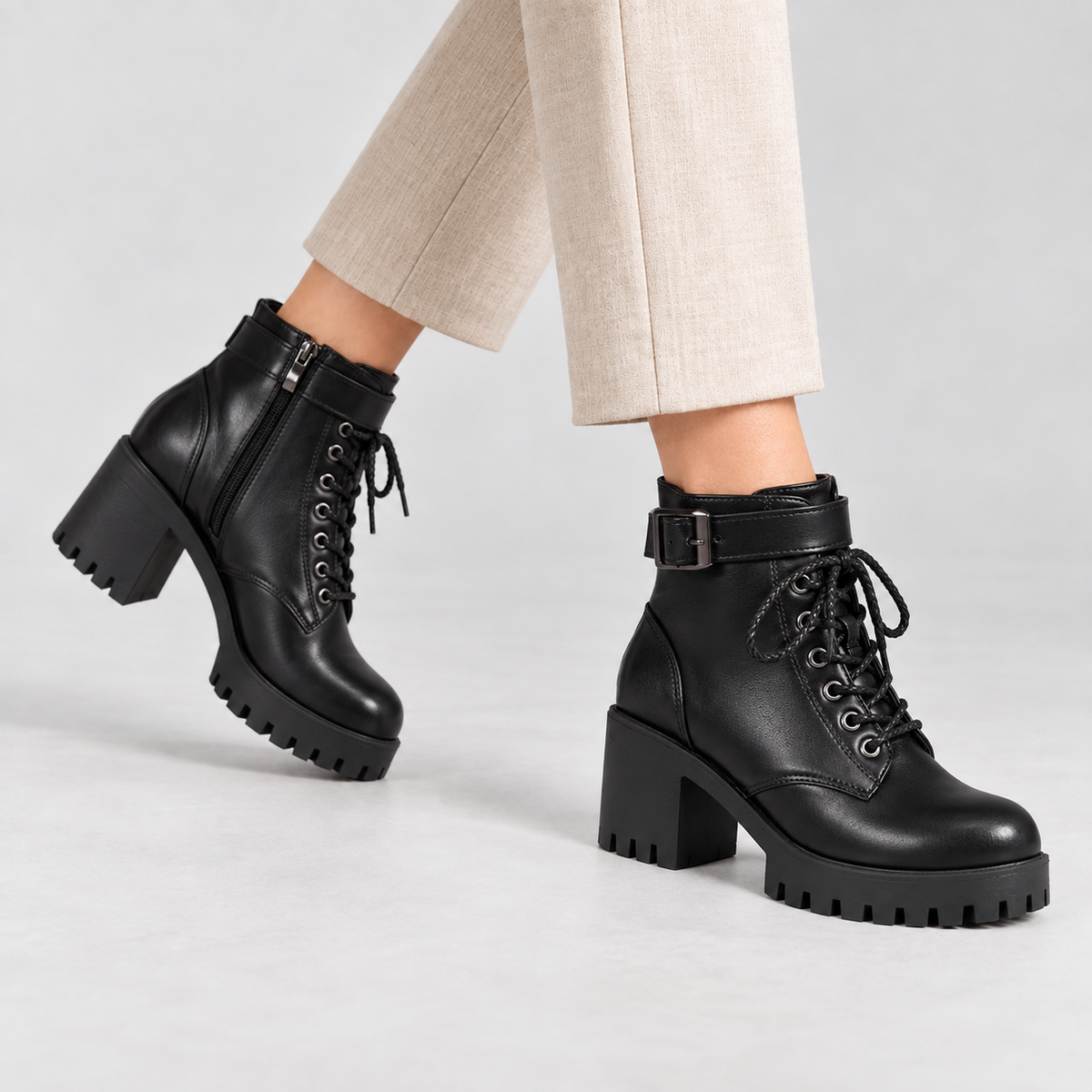 Agnes Women's Lightweight Vegan Leather Combat Boots | Hudson & Wells