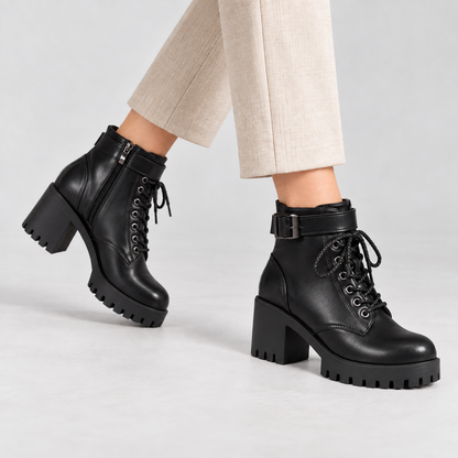 Agnes Women's Lightweight Vegan Leather Combat Boots | Hudson & Wells