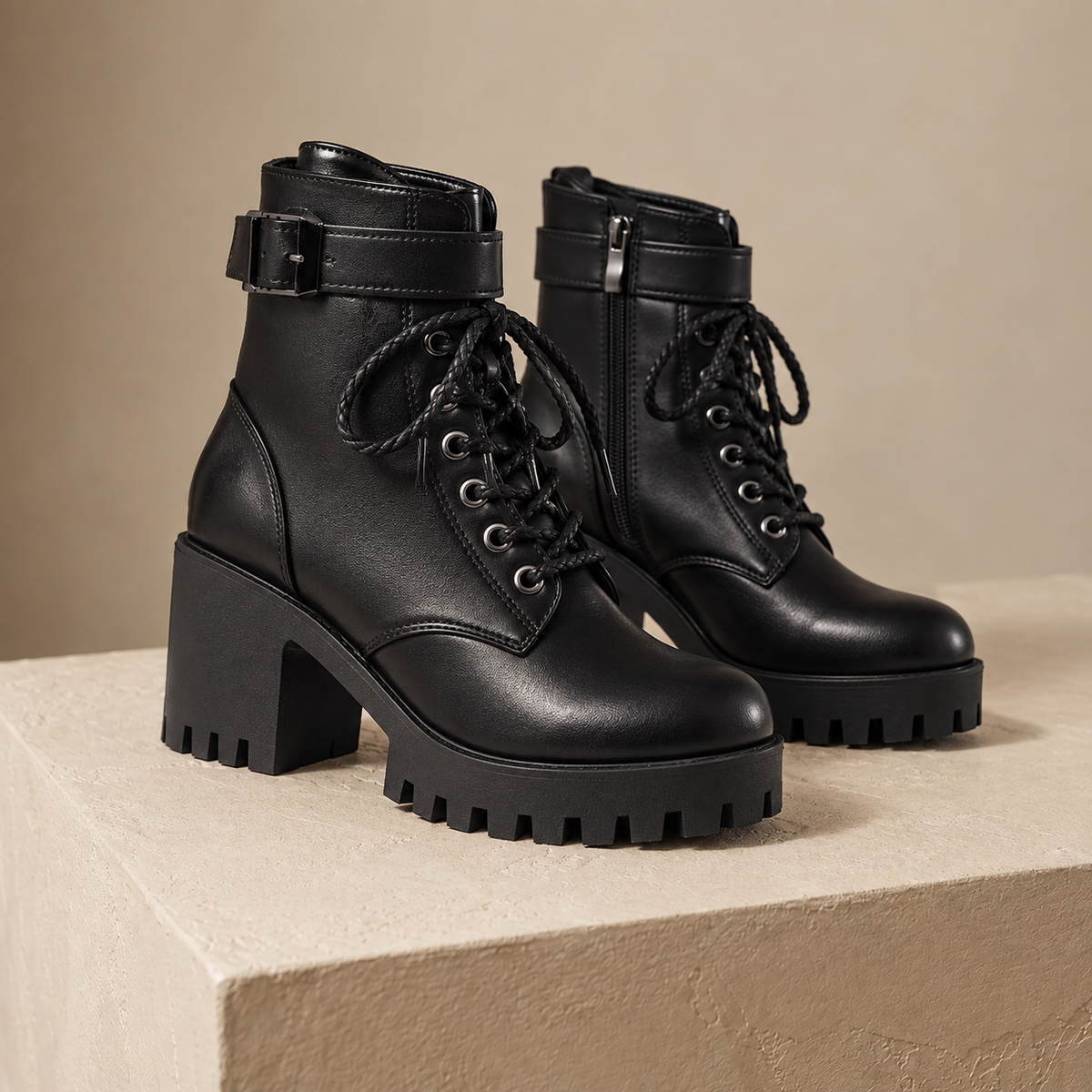 Agnes Women's Lightweight Vegan Leather Combat Boots | Hudson & Wells