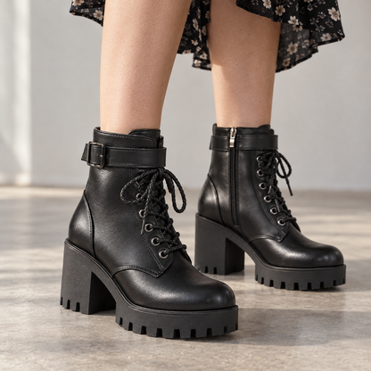 Agnes Women's Lightweight Vegan Leather Combat Boots | Hudson & Wells