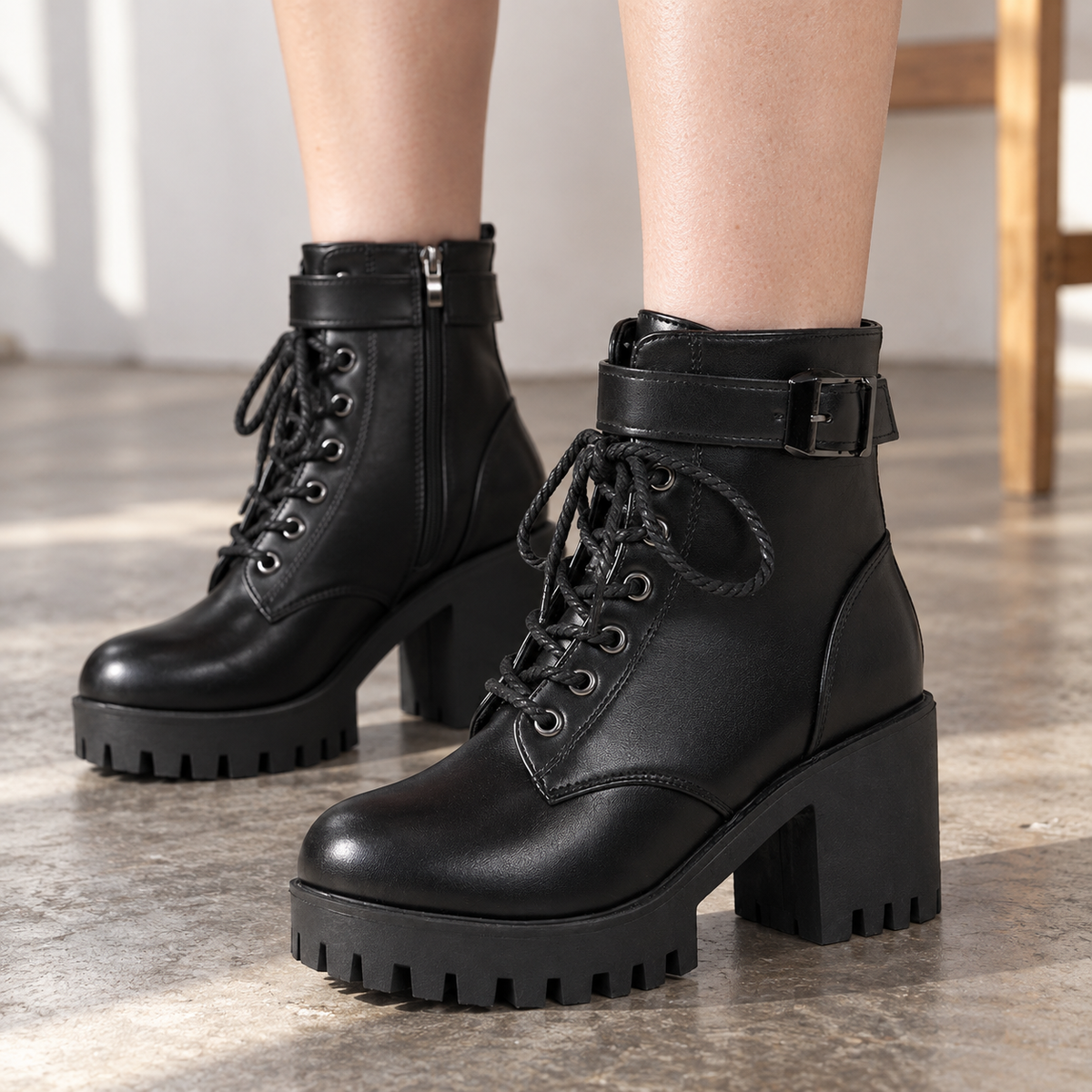 Agnes Women's Lightweight Vegan Leather Combat Boots | Hudson & Wells