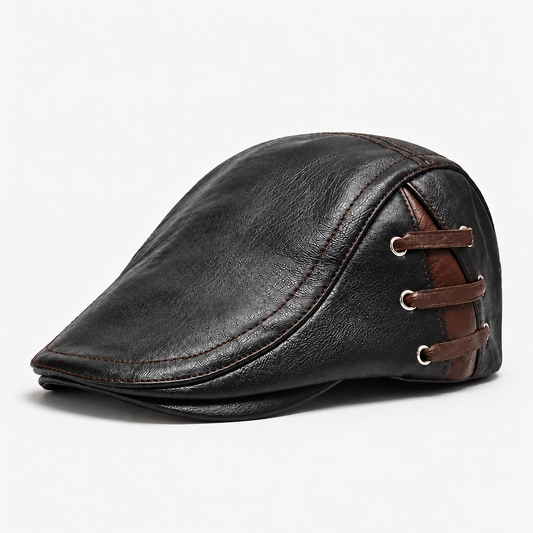 Ambrose men's driving cap in Black – square side view