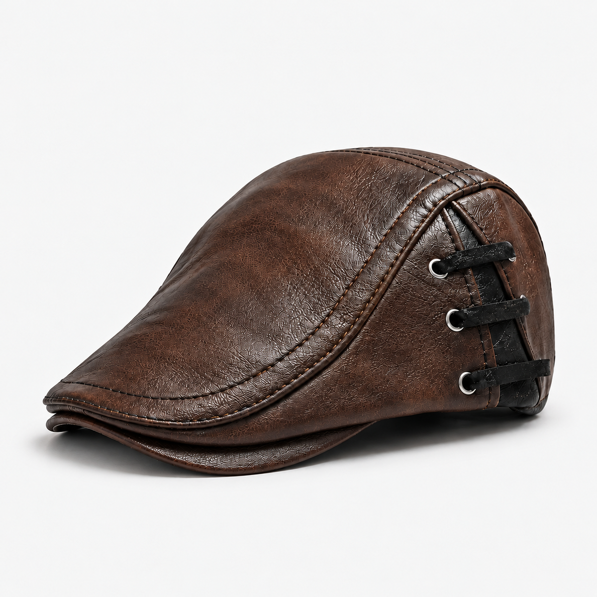 Ambrose men's driving cap in Brown – square side view