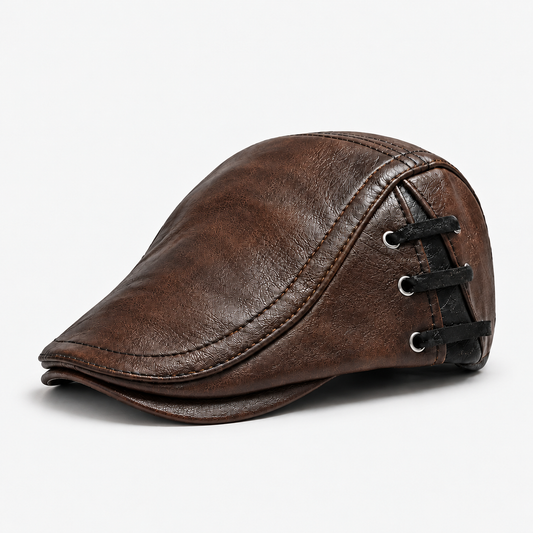 Ambrose men's driving cap in Brown – square side view