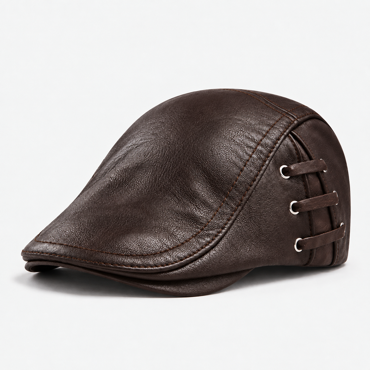 Ambrose men's driving cap in Dark Brown – square side view