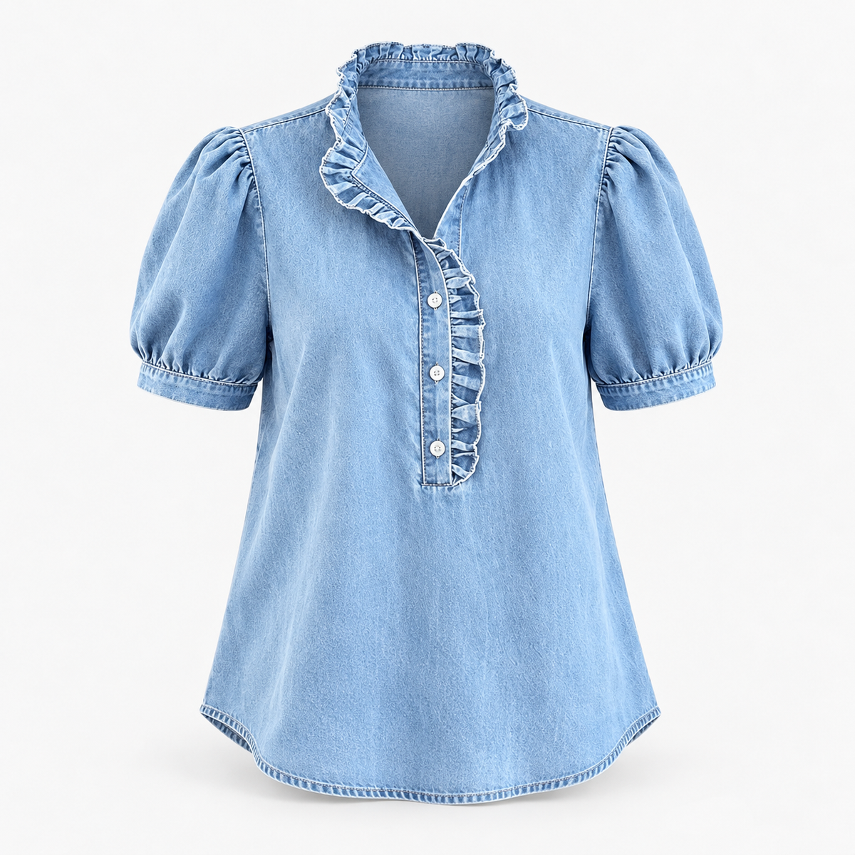 Annie Soft Ruffle-Neck Blouse, Puff Sleeves | Hudson & Wells