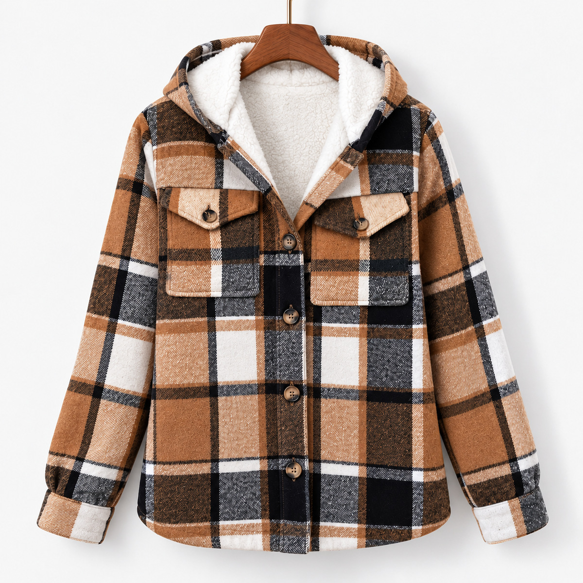 Arden Breathable Plaid Shirt Jacket, Lined Hood | Hudson & Wells
