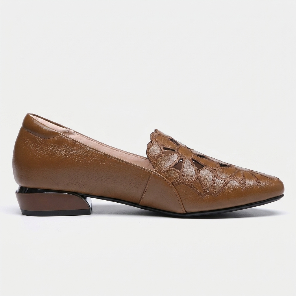 Bennett Floral-Cutout Loafer — Brown | Hudson & Wells
