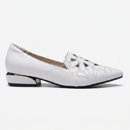 Bennett Floral-Cutout Loafer — White | Hudson & Wells