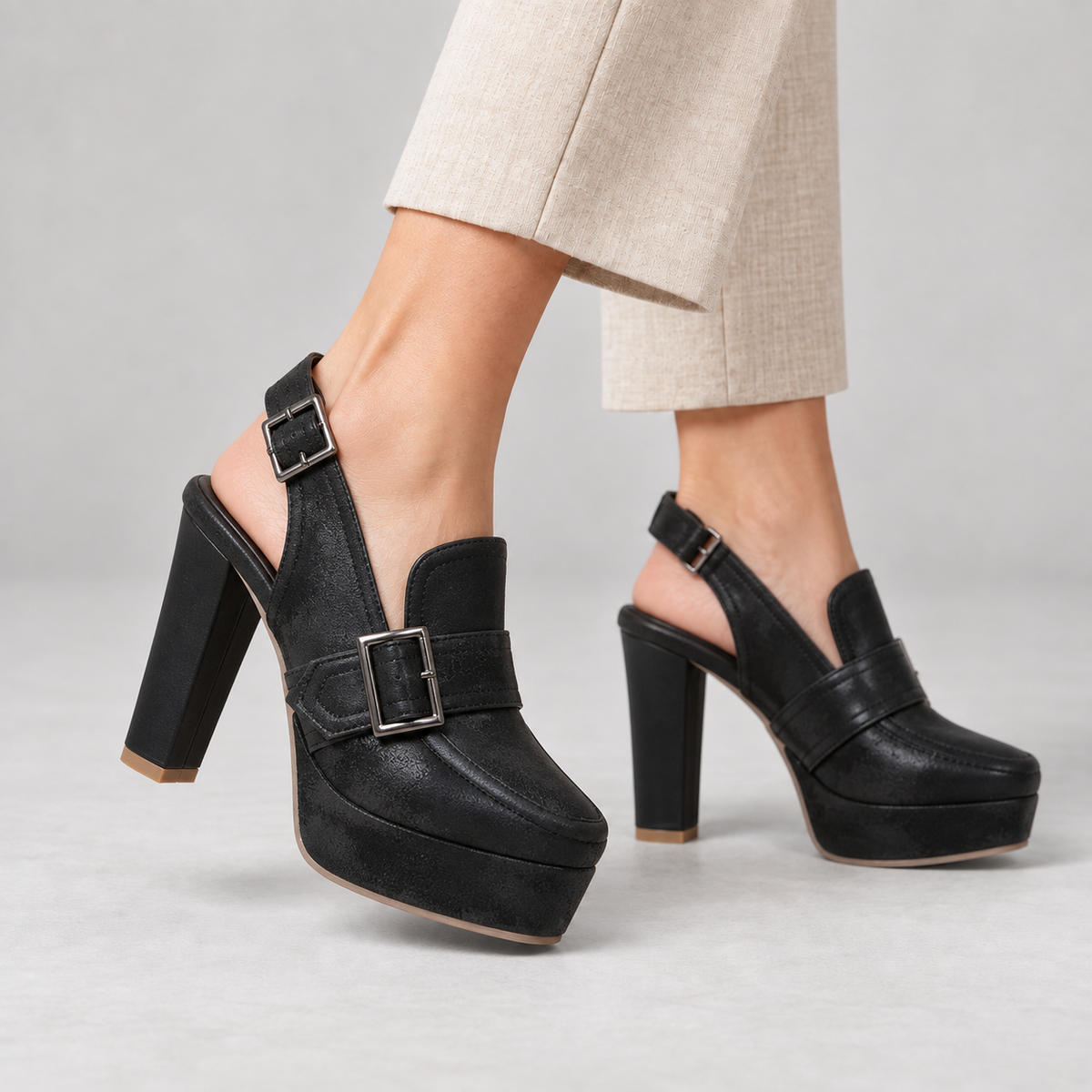 Betsy Adjustable Platform Slingback Heels | Hudson & Wells