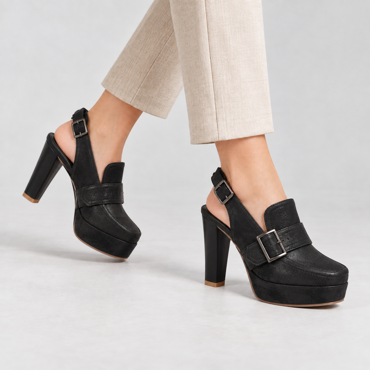 Betsy Adjustable Platform Slingback Heels | Hudson & Wells