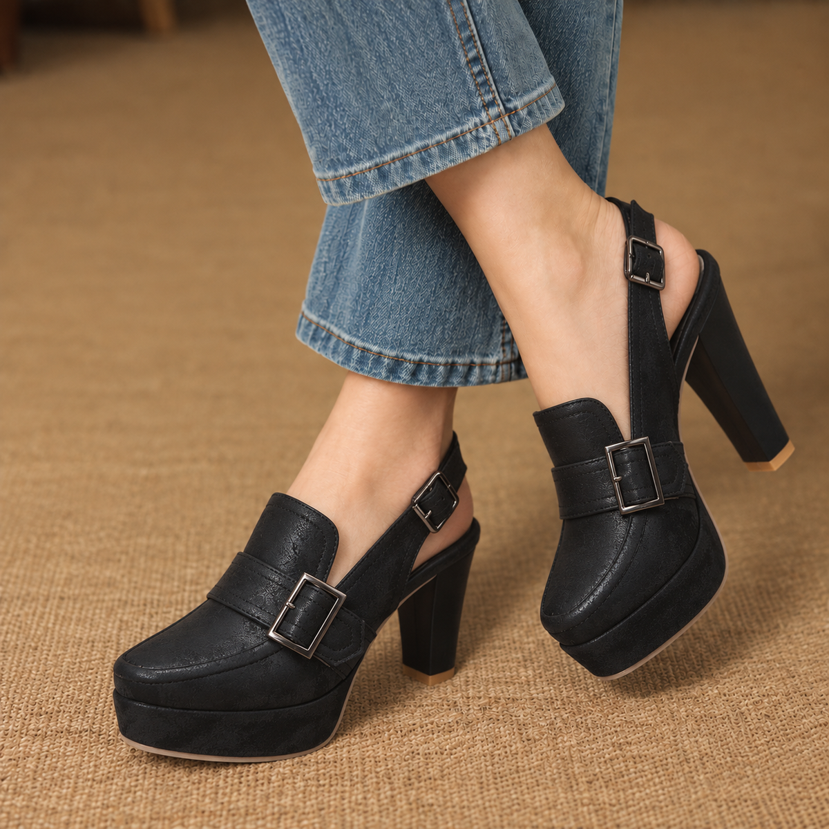 Betsy Adjustable Platform Slingback Heels | Hudson & Wells