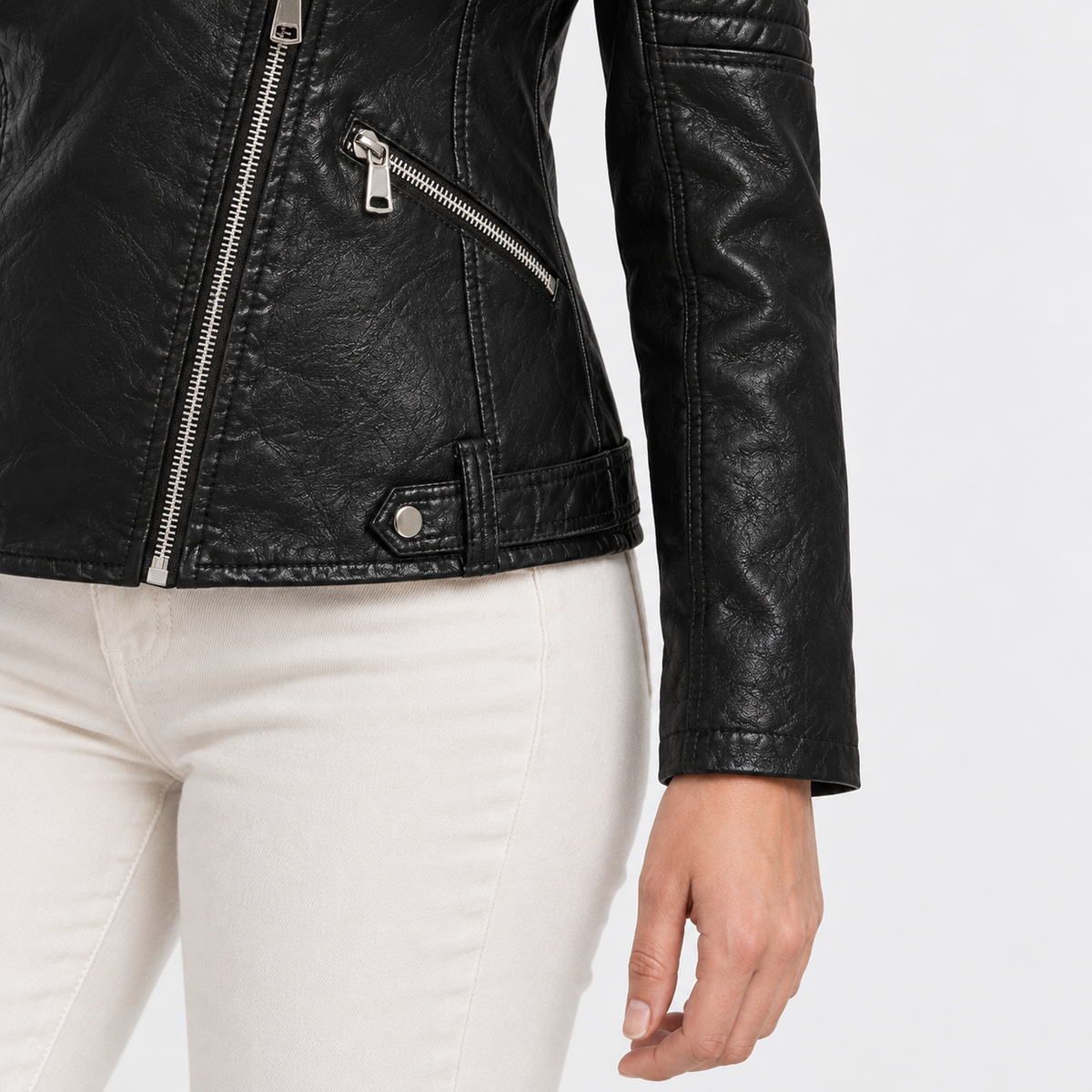 Billie Comfort Biker Jacket, Asymmetric Zip | Hudson & Wells